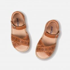 Petit Nord Crossover Scallop Windmill Sandals - Cognac
