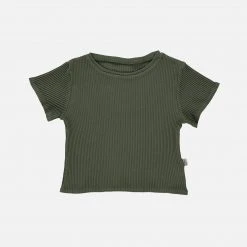 Poudre Organic SALE Organic Cotton Rib Orgeat SS Tee - Forest Green
