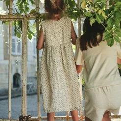 Poudre Organic SALE Organic Cotton Matcha Dress - Fleurs Mimosa