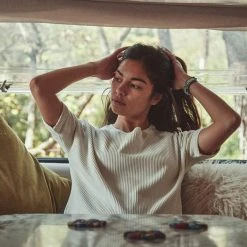 Poudre Organic Women's Organic Cotton Rib Marjolaine SS Tee - Almond Milk SALE