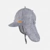 Pure Pure Linen Legionnaire Sun Hat - Navy Stripe Cotton & Linen