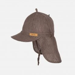 Pure Pure Cotton & Linen Linen Legionnaire Sun Hat - Brown Stripe