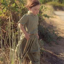 Red Creek Kids Linen Short Sleeve Work Shirt - Basil