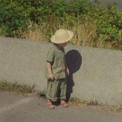 Red Creek Kids Linen Short Sleeve Work Shirt - Basil