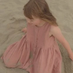 Red Creek Kids SALE Linen Button Up Garden Dress - Misty Rose