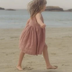 Red Creek Kids SALE Linen Button Up Garden Dress - Misty Rose