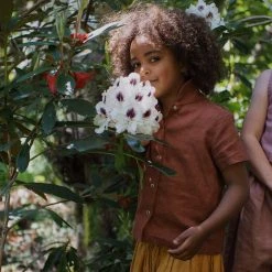 Red Creek Kids SALE Linen Short Sleeve Work Shirt - Spice