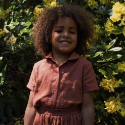 Red Creek Kids SALE Linen Short Sleeve Work Shirt - Spice