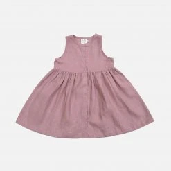 Red Creek Kids SALE Linen Button Up Garden Dress - Misty Rose