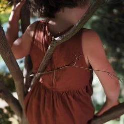 Red Creek Kids Cotton & Linen Linen Garden Jumpsuit - Spice