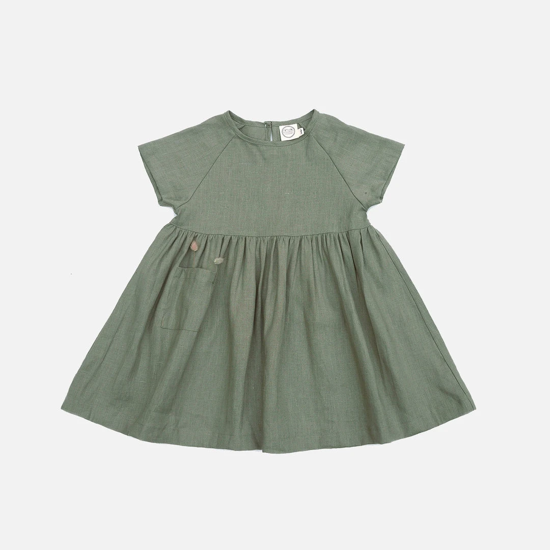 Red Creek Kids SALE Linen River Dress - Basil