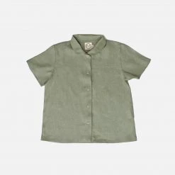 Red Creek Kids Linen Short Sleeve Work Shirt - Basil