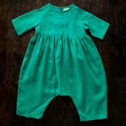 Red Creek Kids Linen Raglan Jumpsuit - Grass