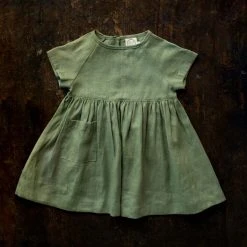 Red Creek Kids SALE Linen River Dress - Basil