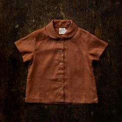 Red Creek Kids SALE Linen Short Sleeve Work Shirt - Spice