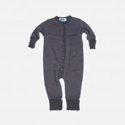 Reiff Organic Merino Wool/Silk Terry Sleep Suit/Romper- Slate