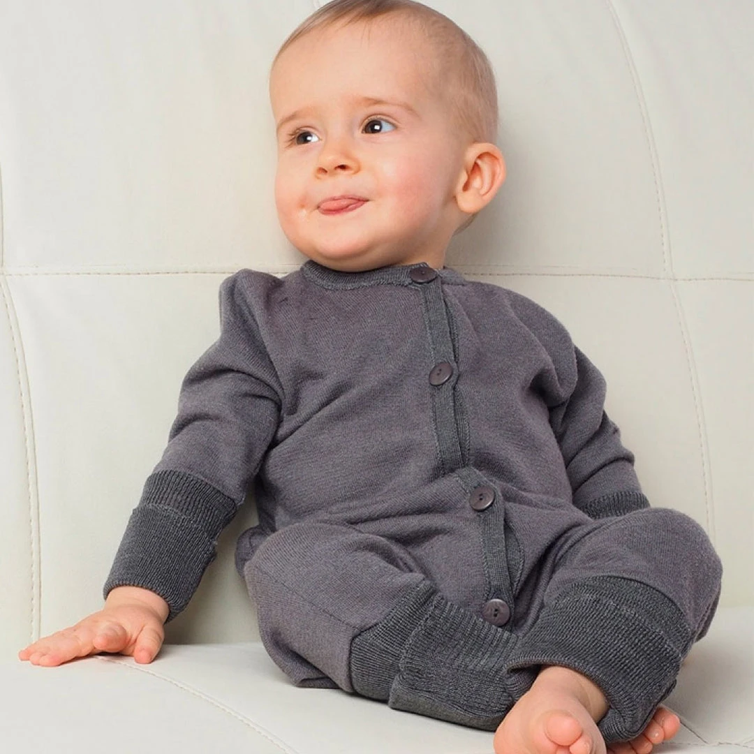 Reiff Organic Merino Wool/Silk Terry Sleep Suit/Romper- Slate