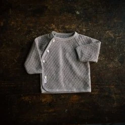 Selana Baby Wool Silk Textured Side Close Cardigan - Cocoa