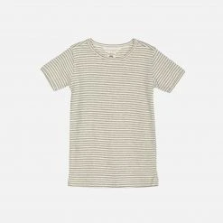 Serendipity Organics Organic Cotton Rib Tee - Sage/Off White SALE