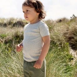 Serendipity Organics Organic Cotton Rib Tee - Sage/Off White SALE