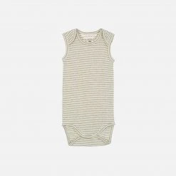 Serendipity Organics Organic Cotton Baby Sleeveless Body - Sage/Off White