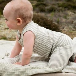 Serendipity Organics Organic Cotton Baby Sleeveless Body - Sage/Off White