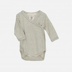 Serendipity Organics Organic Cotton Rib Newborn Wrap Body - Sage/Off White SALE