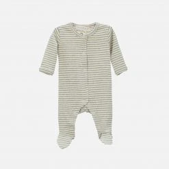 Serendipity Organics SALE Organic Cotton Newborn Rib Babysuit - Sage/Off White