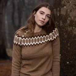 Serendipity Organics Outlet Women’s Alpaca Semi Hand Knitted Raglan Sweater - Cashew