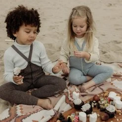 Silly Silas Cotton & Linen Cotton Rib Footless Tights With Braces - Licorice Peanut