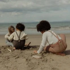 Silly Silas Cotton & Linen Cotton Rib Footless Tights With Braces - Licorice Peanut