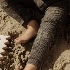 Silly Silas Cotton & Linen Cotton Rib Footless Tights With Braces - Licorice Peanut