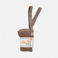 Silly Silas Cotton & Linen Cotton Rib Footless Tights With Braces - Cocoa Melange