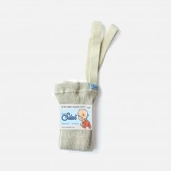 Silly Silas Cotton Rib Tights With Braces - Cream