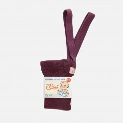 Silly Silas Cotton & Linen Cotton Rib Footless Tights With Braces - Fig Melange