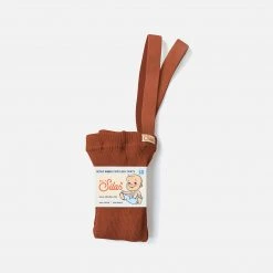 Silly Silas Cotton Rib Footless Tights With Braces - Cinnamon