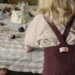 Silly Silas Cotton & Linen Cotton Rib Footless Tights With Braces - Fig Melange