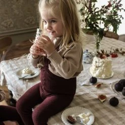 Silly Silas Cotton & Linen Cotton Rib Footless Tights With Braces - Fig Melange