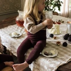 Silly Silas Cotton & Linen Cotton Rib Footless Tights With Braces - Fig Melange