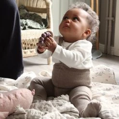 Silly Silas Cotton Rib Tights With Braces - Peanut Melange