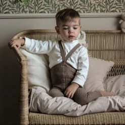 Silly Silas Cotton & Linen Cotton Rib Footless Tights With Braces - Cocoa Melange