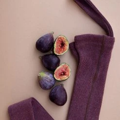 Silly Silas Cotton & Linen Cotton Rib Footless Tights With Braces - Fig Melange