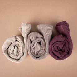 Silly Silas Cotton & Linen Cotton Rib Footless Tights With Braces - Cocoa Melange