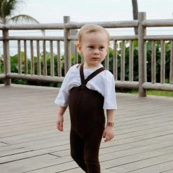 Silly Silas Cotton Rib Tights With Braces - Chocolate