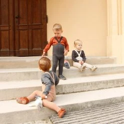 Silly Silas Cotton Rib Tights With Braces - Cream