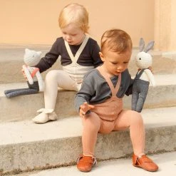 Silly Silas Cotton Rib Tights With Braces - Cream