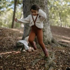 Silly Silas Cotton Rib Footless Tights With Braces - Cinnamon