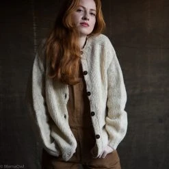 SISKIN Women's Donegal Merino Wool Coast Cardigan - Alabaster Adults