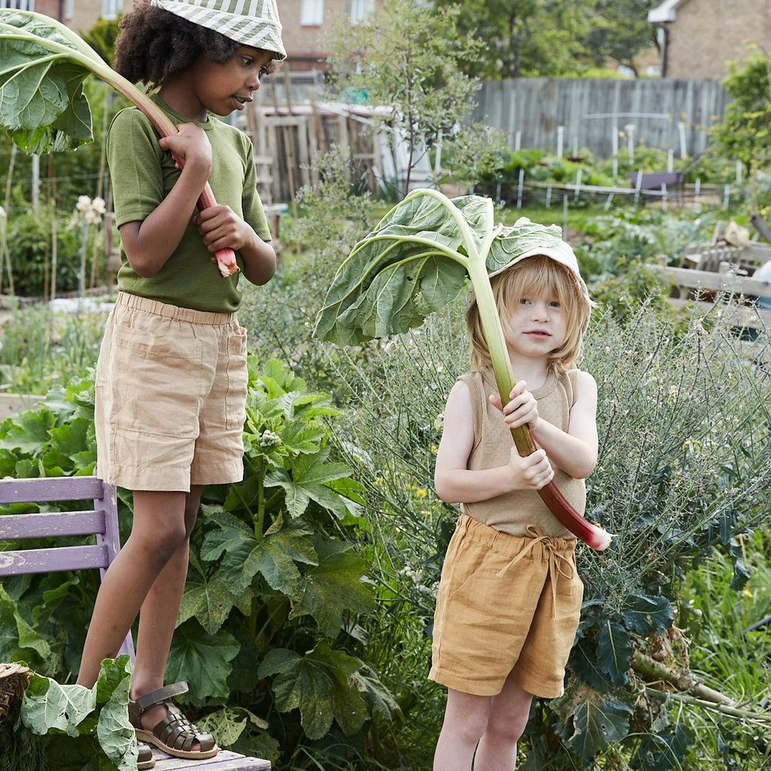 SISKIN Kids Wool Merino Wool/Silk Pointelle Vest - Caramel