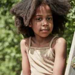 SISKIN Merino Wool/Silk Pointelle Strappy Vest - Caramel